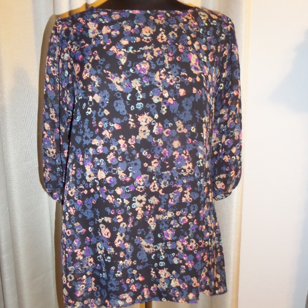 🌵 LILY STAR Size S Floral Black Blouse Tunni 🌵